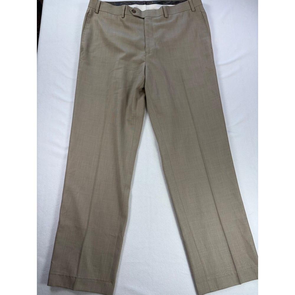 Lauren Ralph Lauren Mens Tan Dress Pants Flat Front 36x32 Polyester Rayon Blend